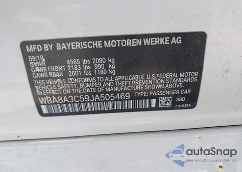 2018 BMW 320I xDrive from USA, damaged, VIN WBA8A3C59JA505469